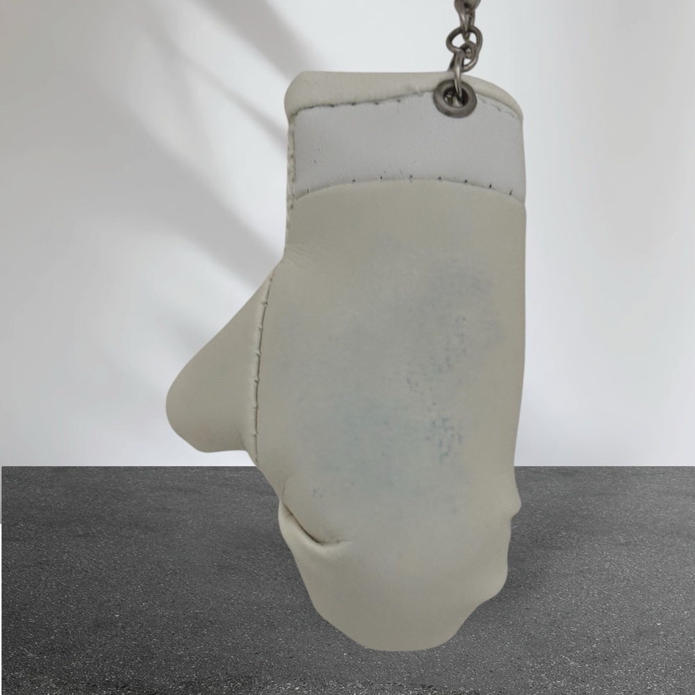 Sporty Mini Boxing Glove Keychain White/Silver - Picture 8 of 9